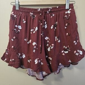 Mossimo Women's Size XS Floral Ruffled Hem Shorts